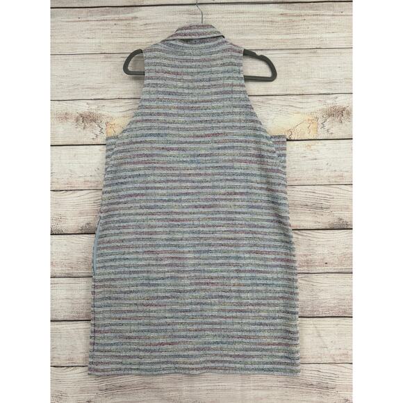 Akemi + Kin Anthropologie Sleeveless Knit Dress Womens L Blue Striped Turtleneck - Picture 2 of 10